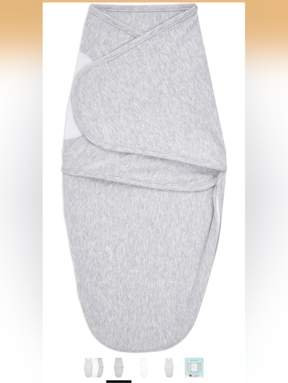 Aden + Anais Light Gray Baby Swaddle Sack - Cozy Stretch Wrap 0-3 Months